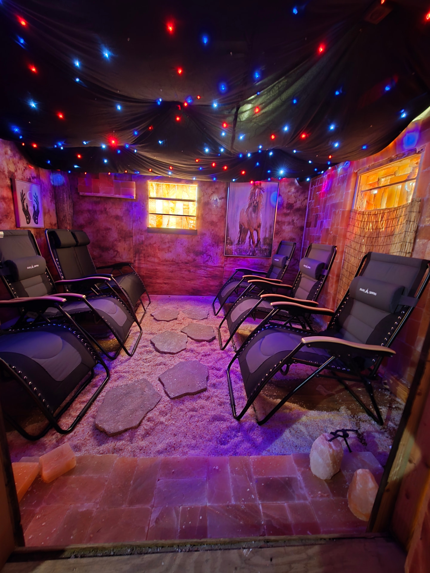 The Himalayan salt cave, prepared for deep rest