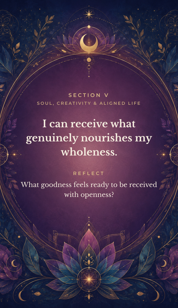 Coming Home to Yourself card: I can receive what genuinely nourishes my wholeness