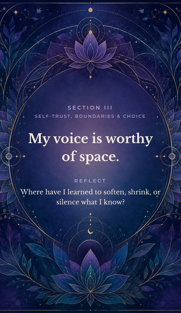 Coming Home to Yourself card: My voice is worthy of space